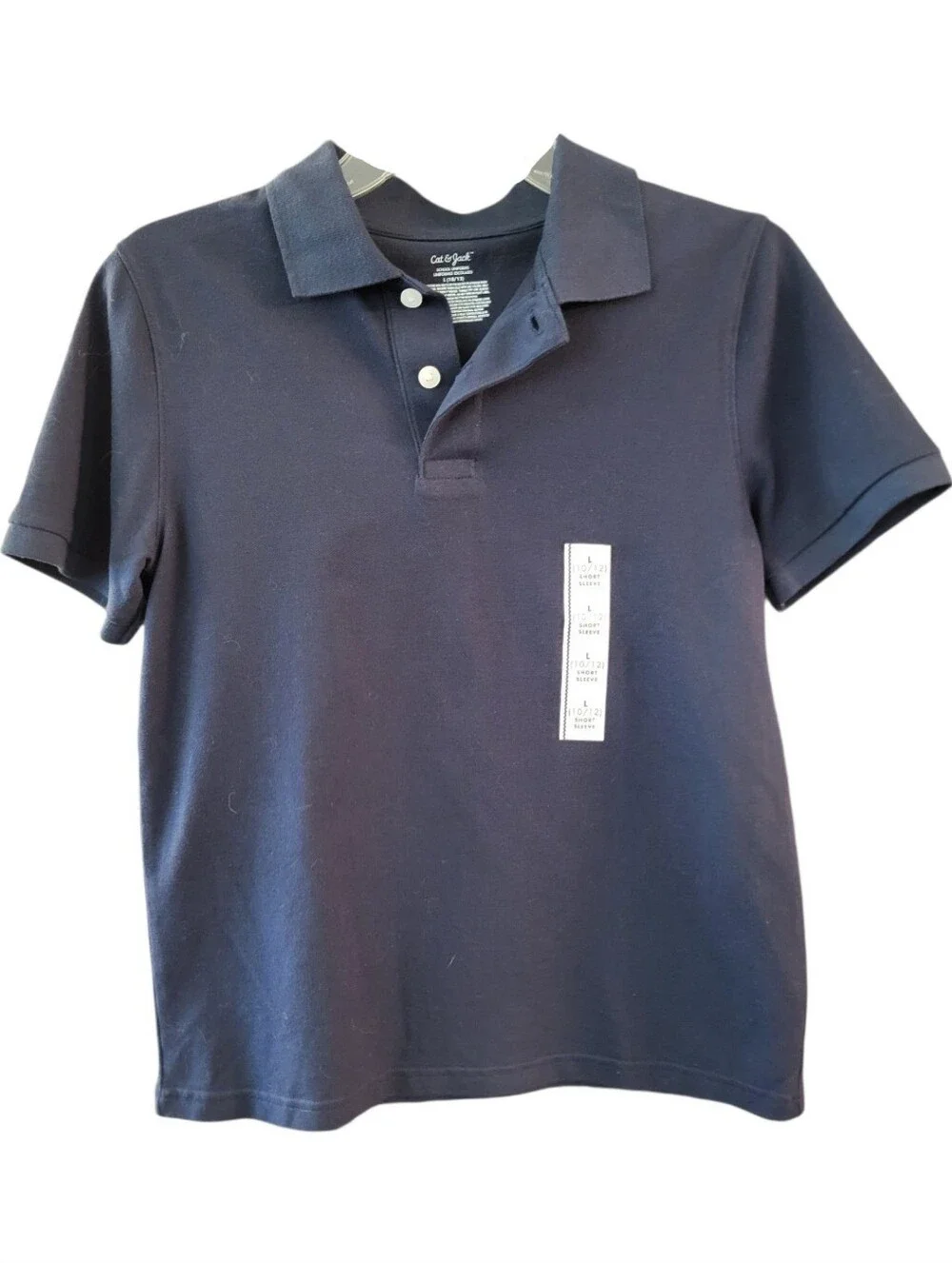 NWT Cat & Jack Kid's Navy Blue Short-Sleeve School Uniform Polo - Size L (10-12)
